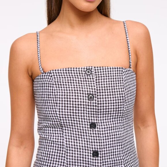A&F Strapless Cropped Vest Top, Black Gingham - NEW WITH TAGS - Picture 4 of 5